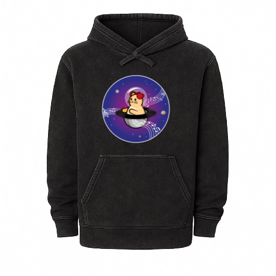 Dj cat in space Mineral Wash Hoodies