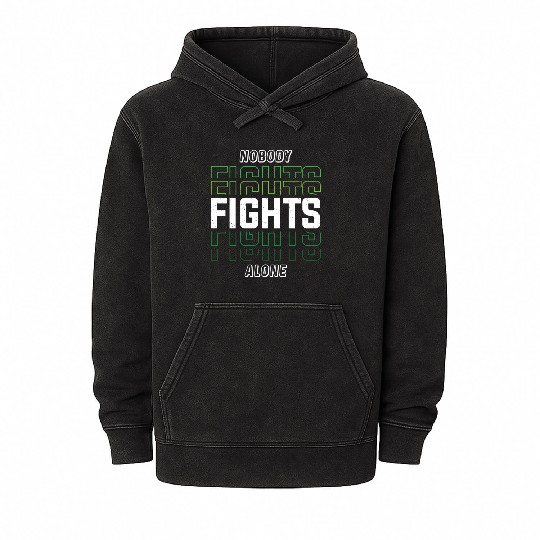 Nobody Fights Alone Green Mental Health Mineral Wash Hoodies