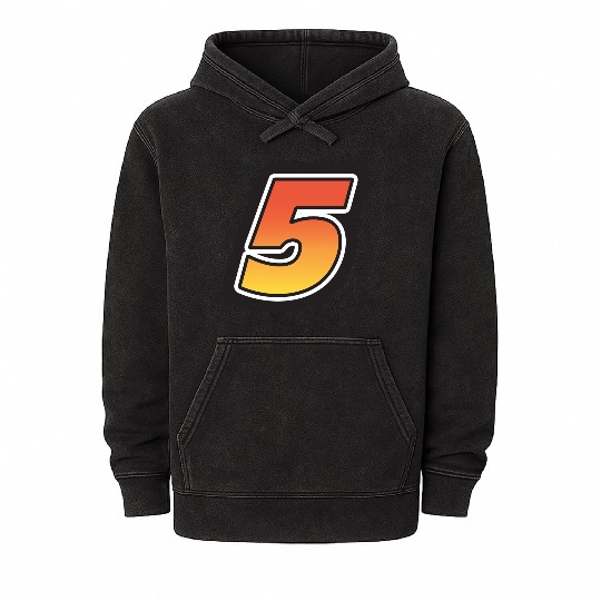 Number Five 5 Gradient Yellow Orange 3 Stroke Mineral Wash Hoodies