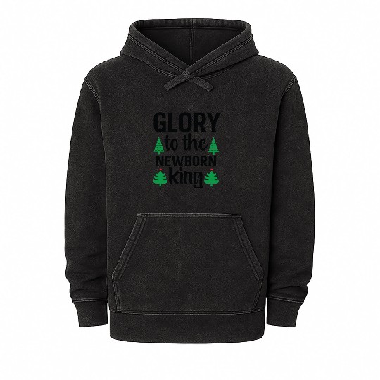 GLORY TO THE NEWBORN KING Mineral Wash Hoodies