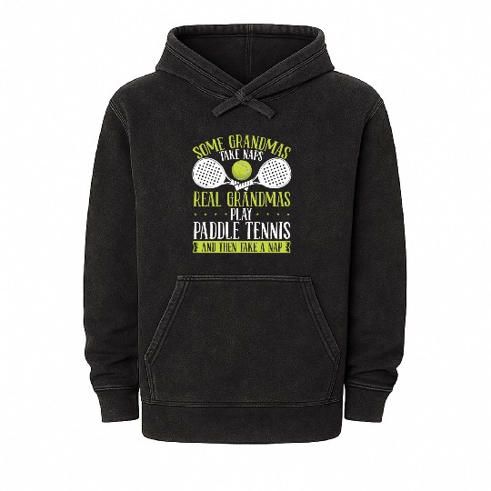 Paddle Tennis Player Match Grandmom Grandma Mineral Wash Hoodies