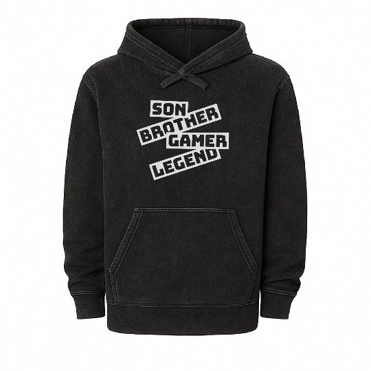 son brother gamer legend Mineral Wash Hoodies
