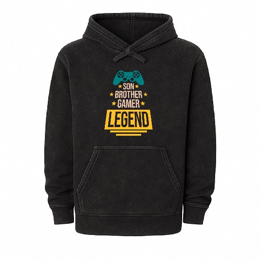 son brother gamer legend Mineral Wash Hoodies