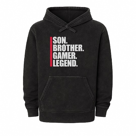 son brother gamer legend Mineral Wash Hoodies