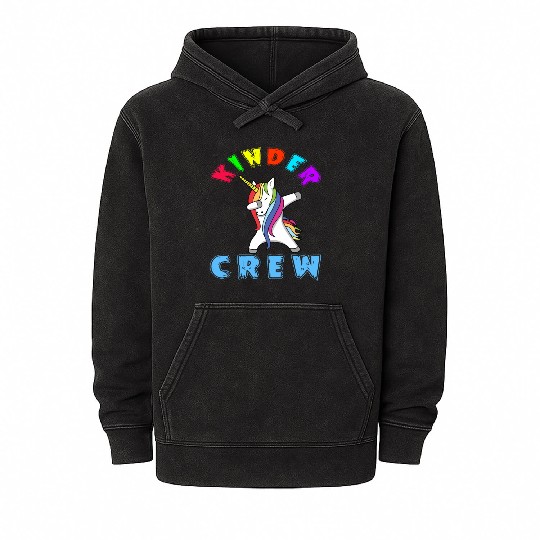 Kinder Crew Kindergarten Teacher Mineral Wash Hoodies 1st Day
