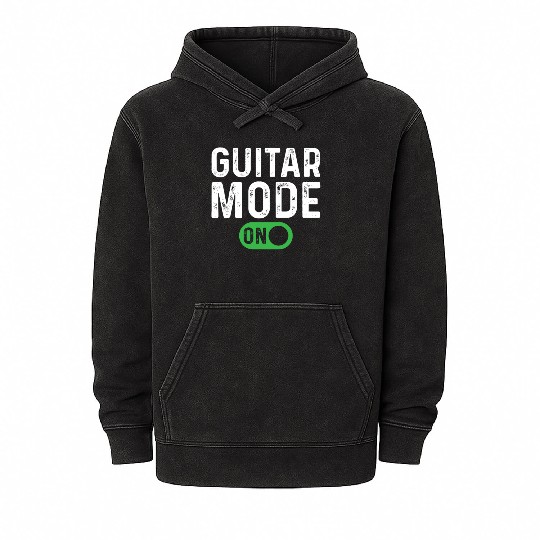 Guitar Mode On - Bass Guitarist Guitar Player Mineral Wash Hoodies
