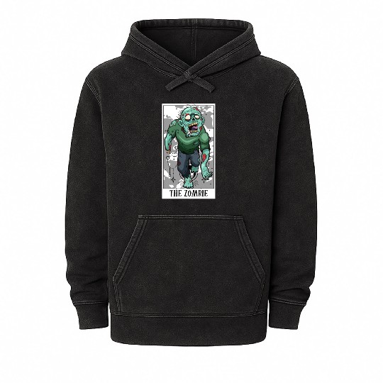 Funny The Zombie Tarot Card For Tarot Cards Mineral Wash Hoodies