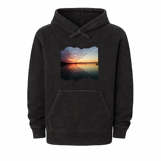 Beautiful photography of ocean waves and sunset Mineral Wash Hoodies