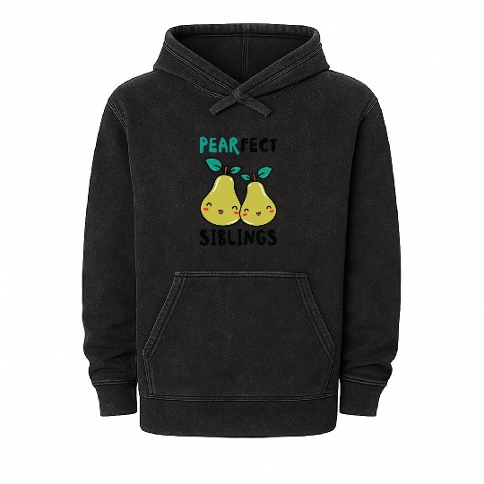 Siblings Pear Fruit Big Brother Sister Goals Mineral Wash Hoodies
