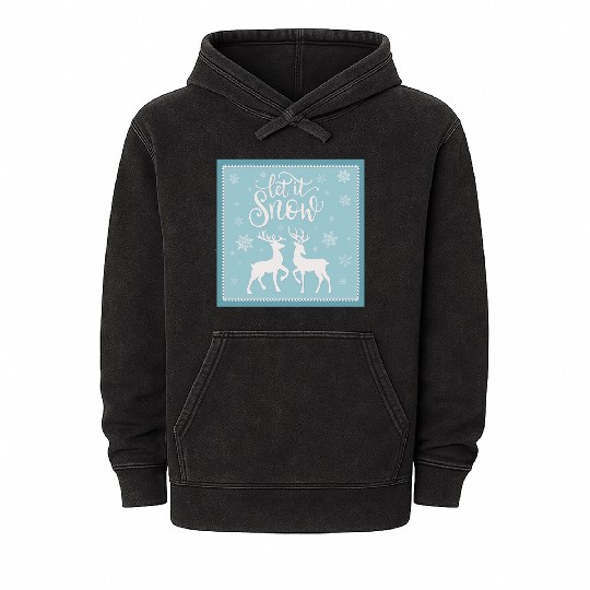 Let it snow with beautiful deer Mineral Wash Hoodies