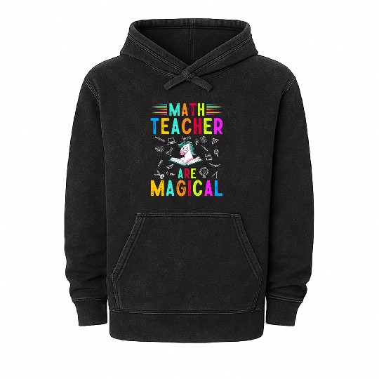 Math Teacher Unicorn Mineral Wash Hoodies