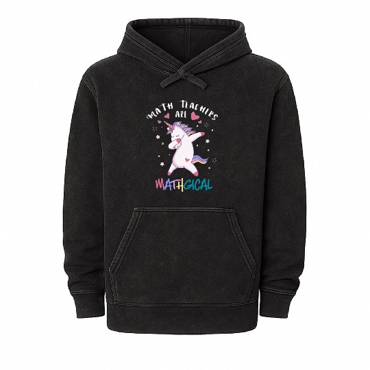 Math Teacher Unicorn Mineral Wash Hoodies