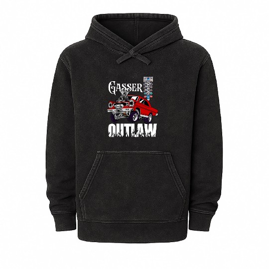 Gasser Outlaw Class Vintage Drag Racing Race Car Mineral Wash Hoodies