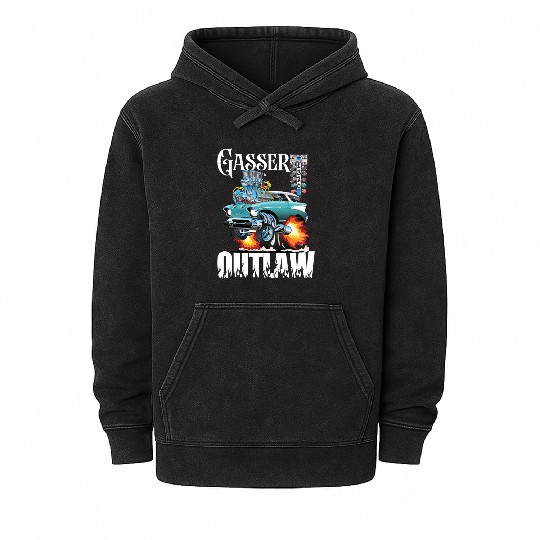 Gasser Outlaw Class Vintage Drag Racing Race Car Mineral Wash Hoodies