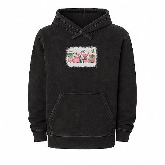 Hot Chocolate Cup Peppermint Mocha Mineral Wash Hoodies