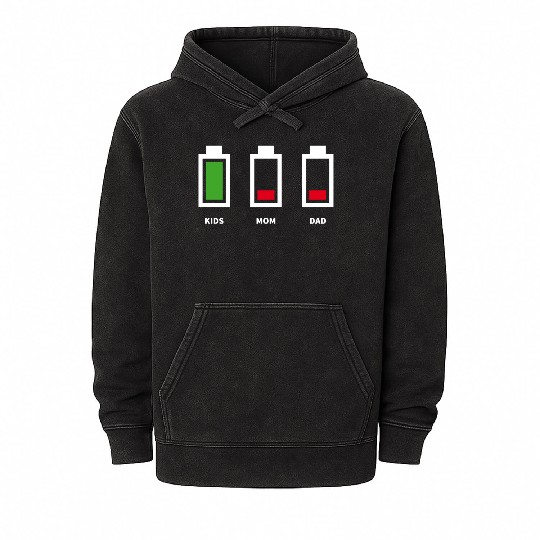 Father Mother Akku Empty Mineral Wash Hoodies Funny Family Geek