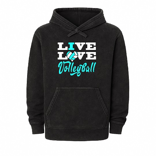 Volleyball Live Love Light Blue For Girlsns Mineral Wash Hoodies