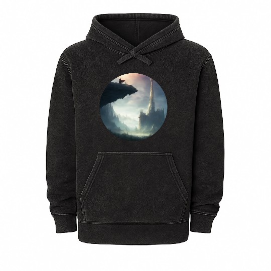 Mystical Character Landscape Mineral Wash Hoodies