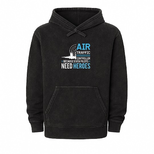 Air Traffic Controller Aircraft Flight Service Mineral Wash Hoodies