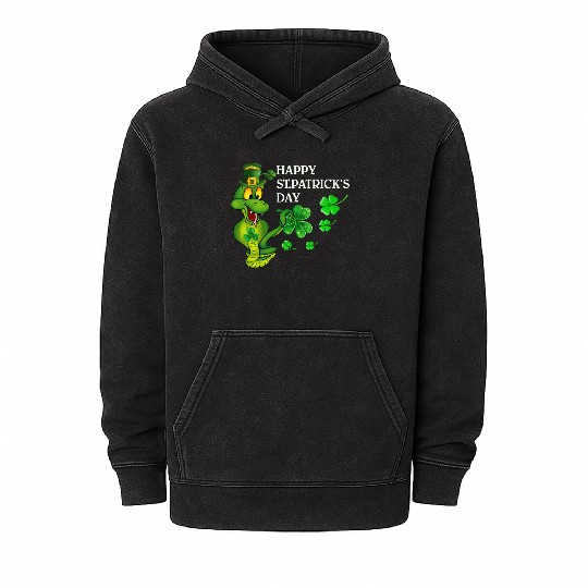 Happy St Patricks Day Snake Graphic Great Gift Mineral Wash Hoodies