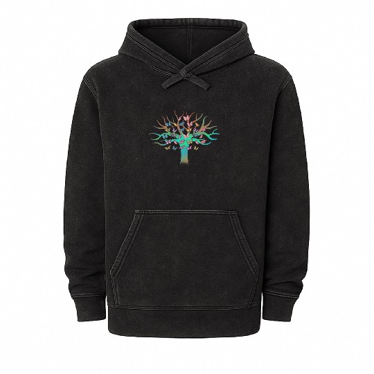 Butterfly Tree Beautiful Animal Butterflies Tree Mineral Wash Hoodies