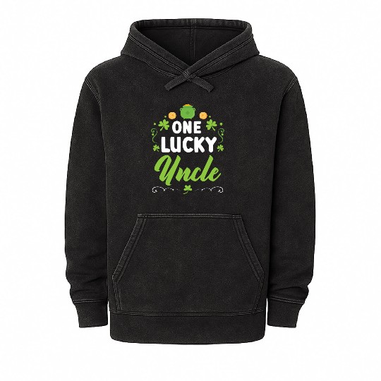 One Lucky Uncle Irish Shenanigan St. Patricks Day Mineral Wash Hoodies