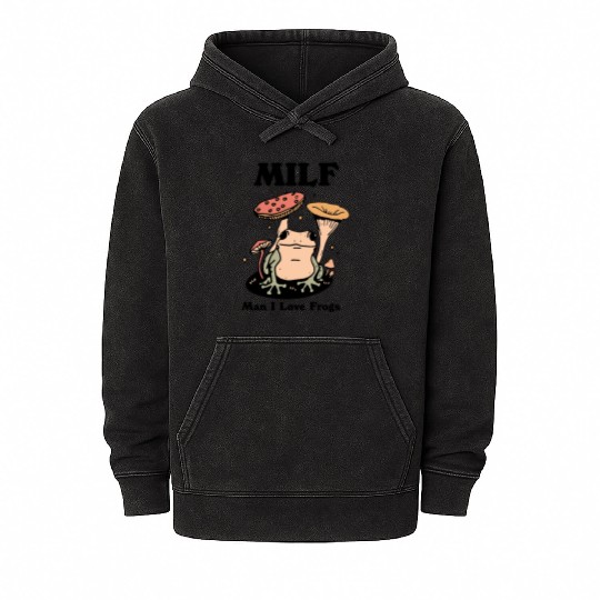 milf man i love frogs Mineral Wash Hoodies