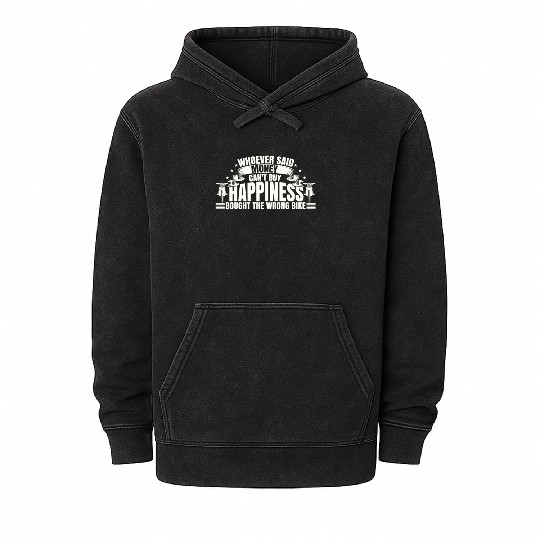 Motorcycle Biker Money Can't Buy Happiness Mineral Wash Hoodies