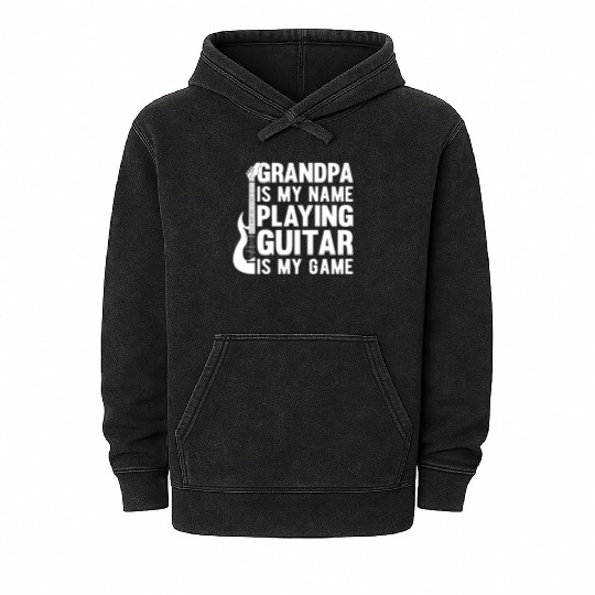 Guitarist Grandpa Is My Name Playing Guitar Is My Mineral Wash Hoodies