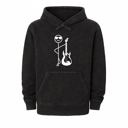 Bass Guitarist Stick Figure Funny Guitar Player St Mineral Wash Hoodies