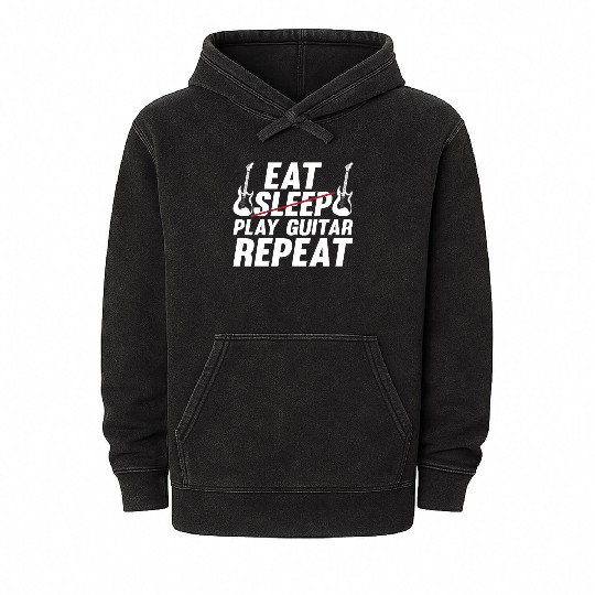 Eat Sleep Play Guitar Repeat - Funny Bass Guitaris Mineral Wash Hoodies