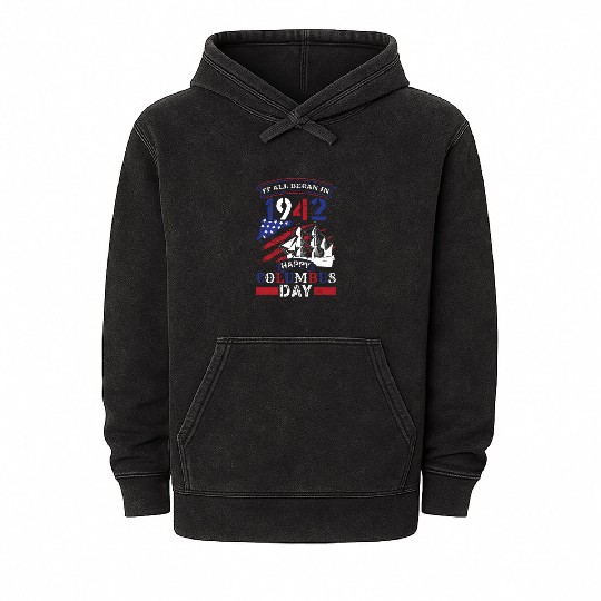 Columbus Day 1942 American Italian Christopher Mineral Wash Hoodies