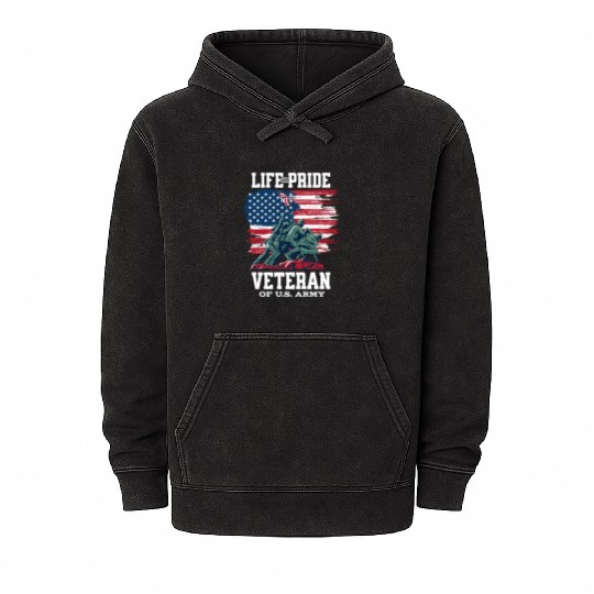 Life Pride Veteran Of US Army Mineral Wash Hoodies