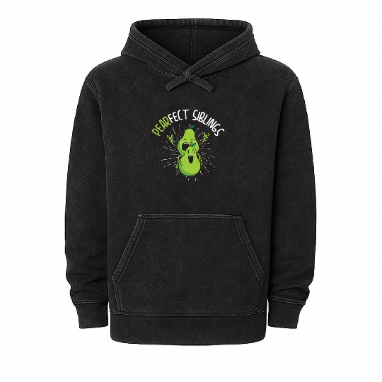 Siblings Pear Fruit Big Brother Sister Goals Mineral Wash Hoodies