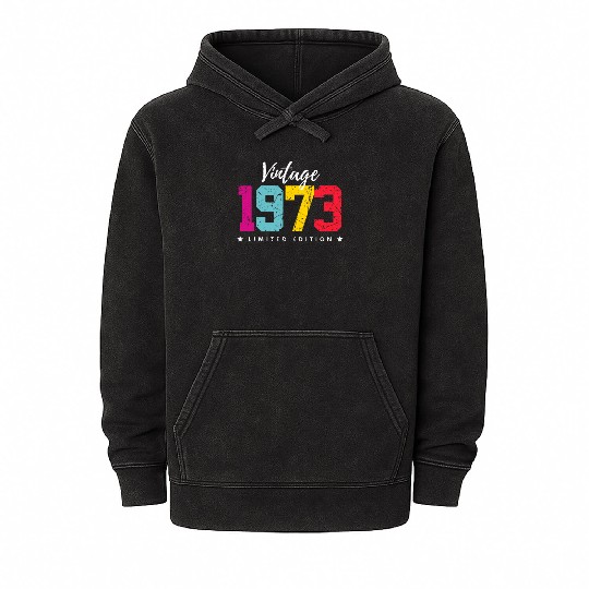 50 Years Vintage 1973 Retro 50th Birthday Mineral Wash Hoodies