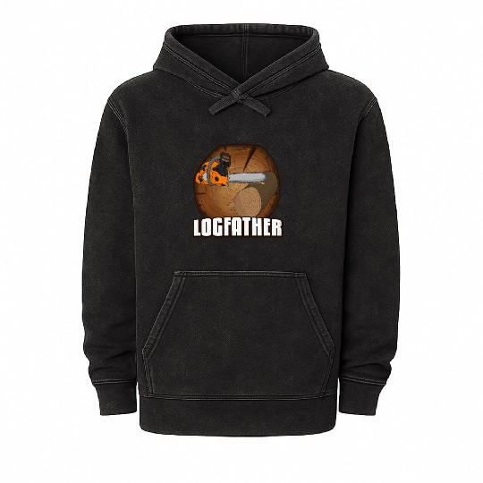 chainsaw Logfather Lumberjack Mineral Wash Hoodies
