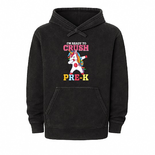 I'm Ready To Crush Kindergarten Dabbing Unicorn Mineral Wash Hoodies