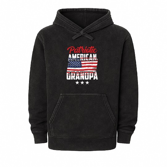 Patriotic American Grandpa USA Patriot US Mineral Wash Hoodies