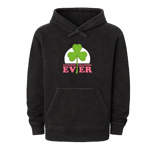 Luckiest Grandma St. Patricks Day Mineral Wash Hoodies