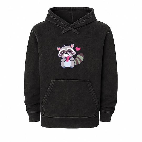 Raccoon Lover Valentine's Day, Anniversary Mineral Wash Hoodies