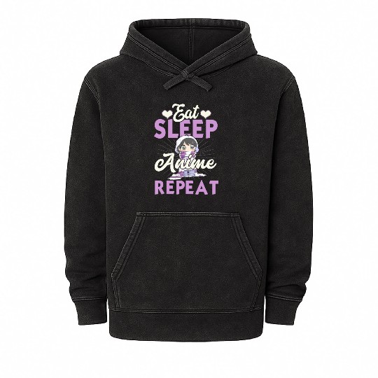 Eat Sleep Anime Repeat Japanese Manga Lover Cospla Mineral Wash Hoodies