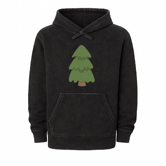 Cartoon Evergreen Tree Mineral Wash Hoodies