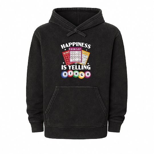 Bingo Game Bingo Player Casino Gambling Lottery Mineral Wash Hoodies