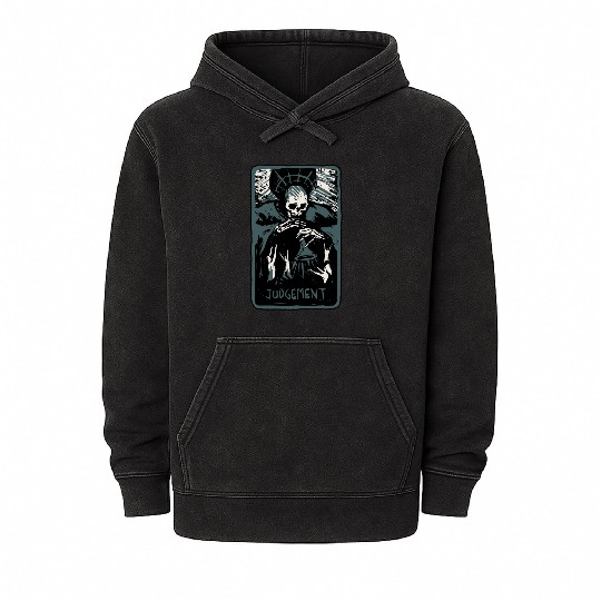 Judgement Skeleton Skull Tarot Card Mineral Wash Hoodies