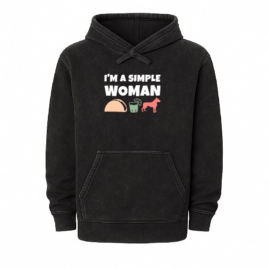 I'm A Simple Woman Tacos Tequila Boxer Dog Mineral Wash Hoodies