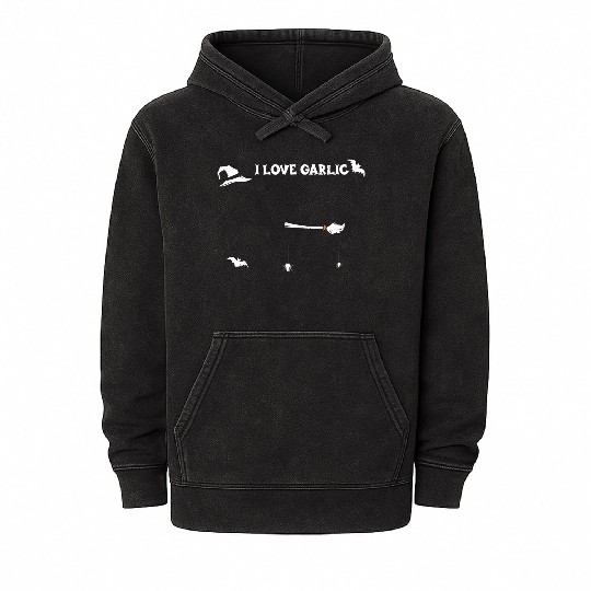 I Love Garlic - Halloween Mineral Wash Hoodies