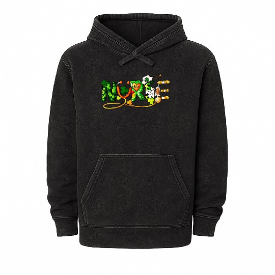 St Patricks Day, Nurse Mineral Wash Hoodies