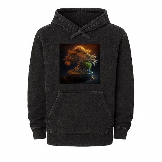 Cannabonsai - Bonsai Tree, Cannabis Plant, Mineral Wash Hoodies