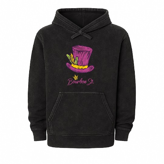 Bourbon Street Mardi Gras New Orleans French Quart Mineral Wash Hoodies