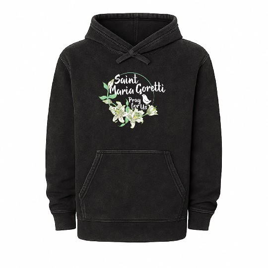 St. Maria Goretti Purity Catholic Saints Lily Symb Mineral Wash Hoodies